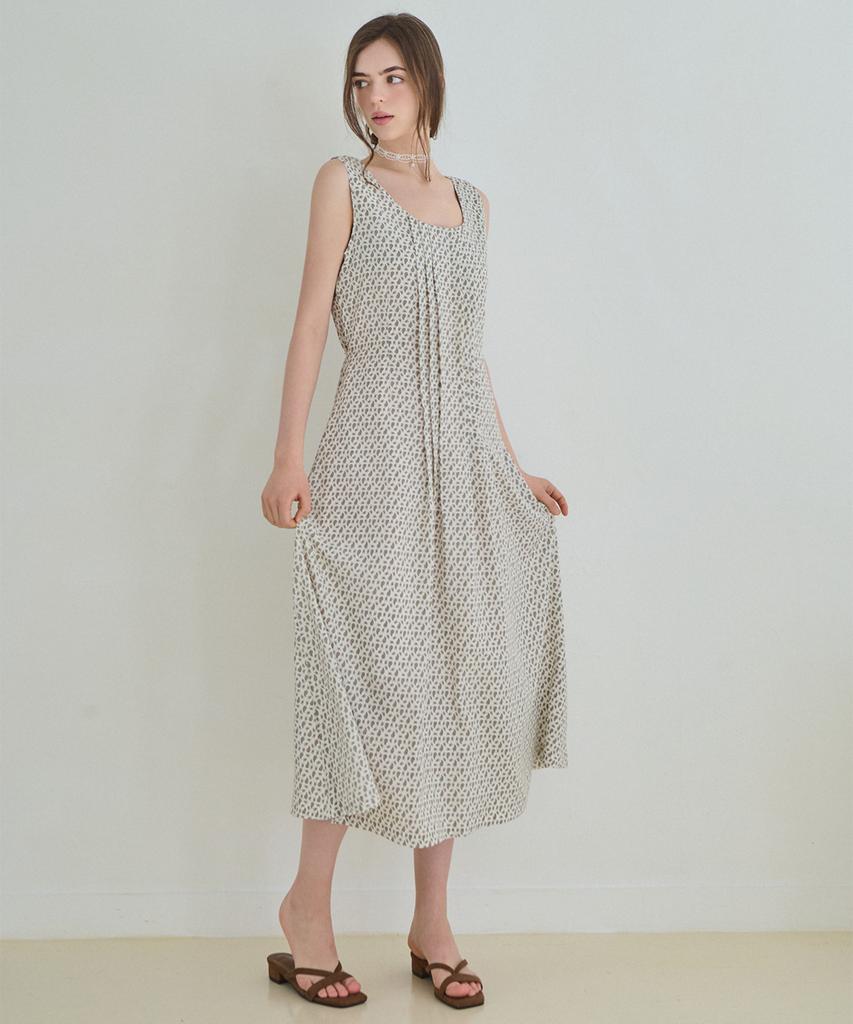 Slow Lolly Pintuck Pattern Dress - Cream