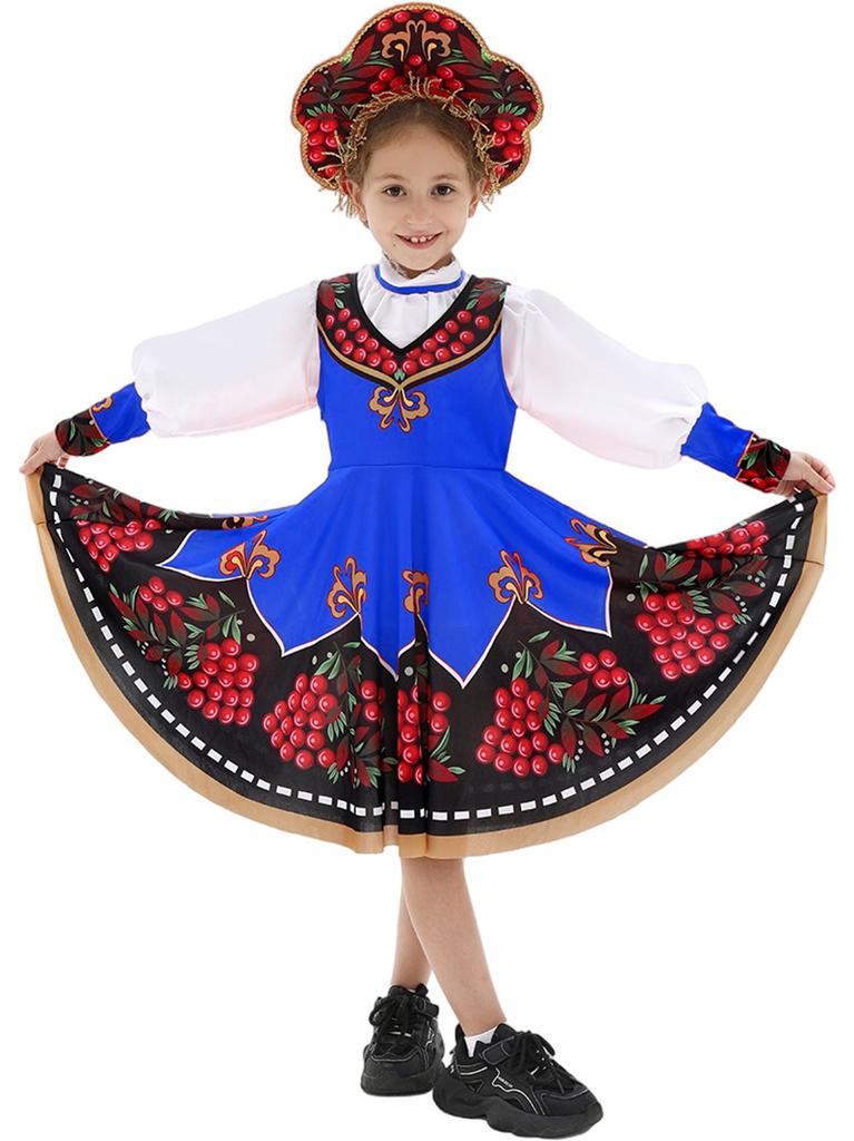 Kids New Russian Ethnic Costume Halloween Folk Stage Performance Cosplay Outfit Vibrant Cultural Festive Themed Look