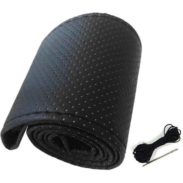 Car Steering Wheel Cover, Full-Hole Hand-Stitched Steering Wheel Cover Faux Leather (38CM)