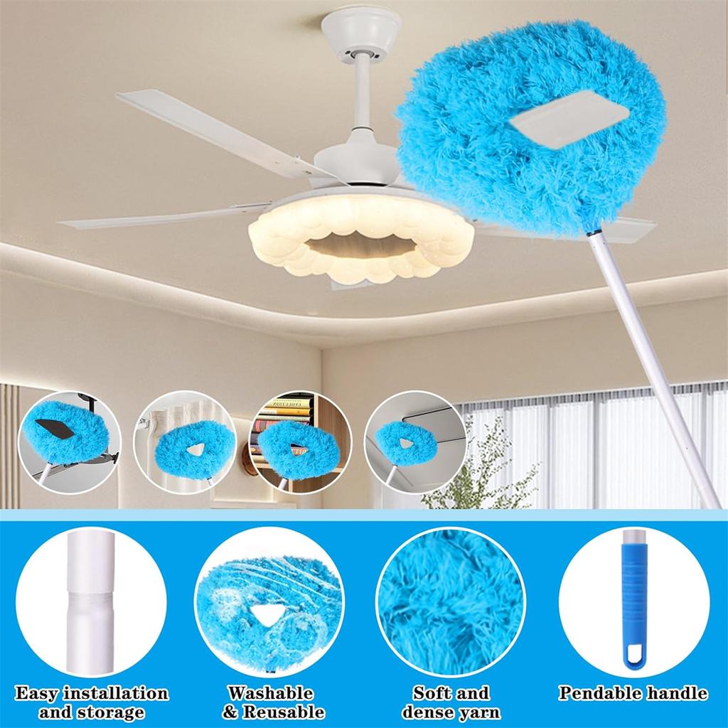 Ceiling Fan Cleaner Dusters with Extension Pole Dust Removal Brush Removable Washable Microfiber Ceiling Duster Cleaning Tool