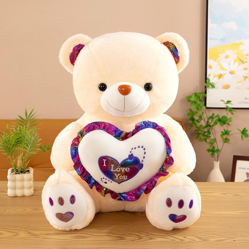 Cute Glowing Music Bear Plush Toy Valentine's Day Confession of Love Bear Doll Girl Birthday Gift