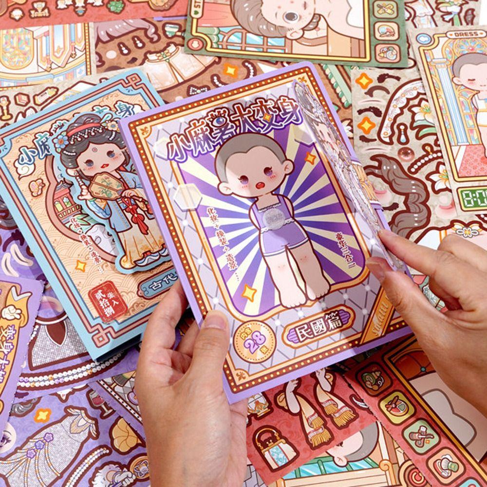 Big Transformation Sticker Book Small Patterns Handmade Stickers Dress Up Stickers For Children