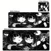 Dziewczyna Anime Czarno-Biała Podkładka pod Mysz Duża Gamingowa Antypoślizgowa Podkładka pod Mysz XXL Akcesoria do Komputera Laptop Mata na Biurko Zablokowana Krawędź Dywanik pod Mysz