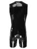 Men's Wet Look Patent Leather Bodysuit Long Sleeve Zipper Jumpsuit Catsuit Clubwear