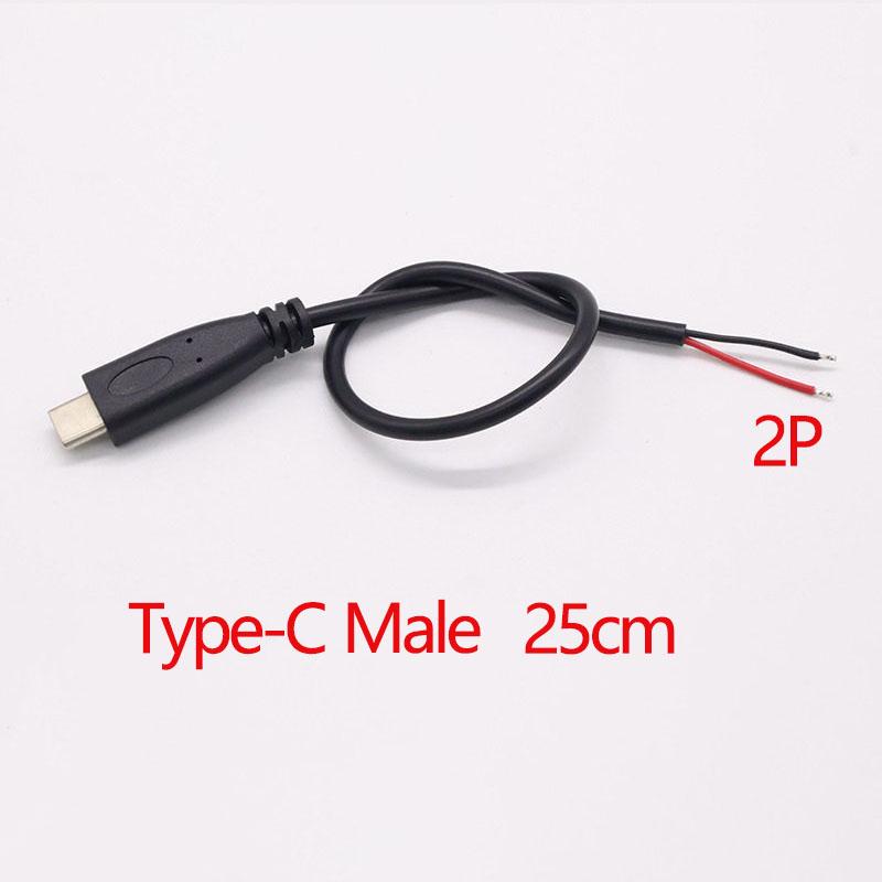 1Pcs USB Type C Micro 2/4 Pin Male / Female Wire Connector Plug Socket DIY Repair Charging Power Supply Extension Cable Cords