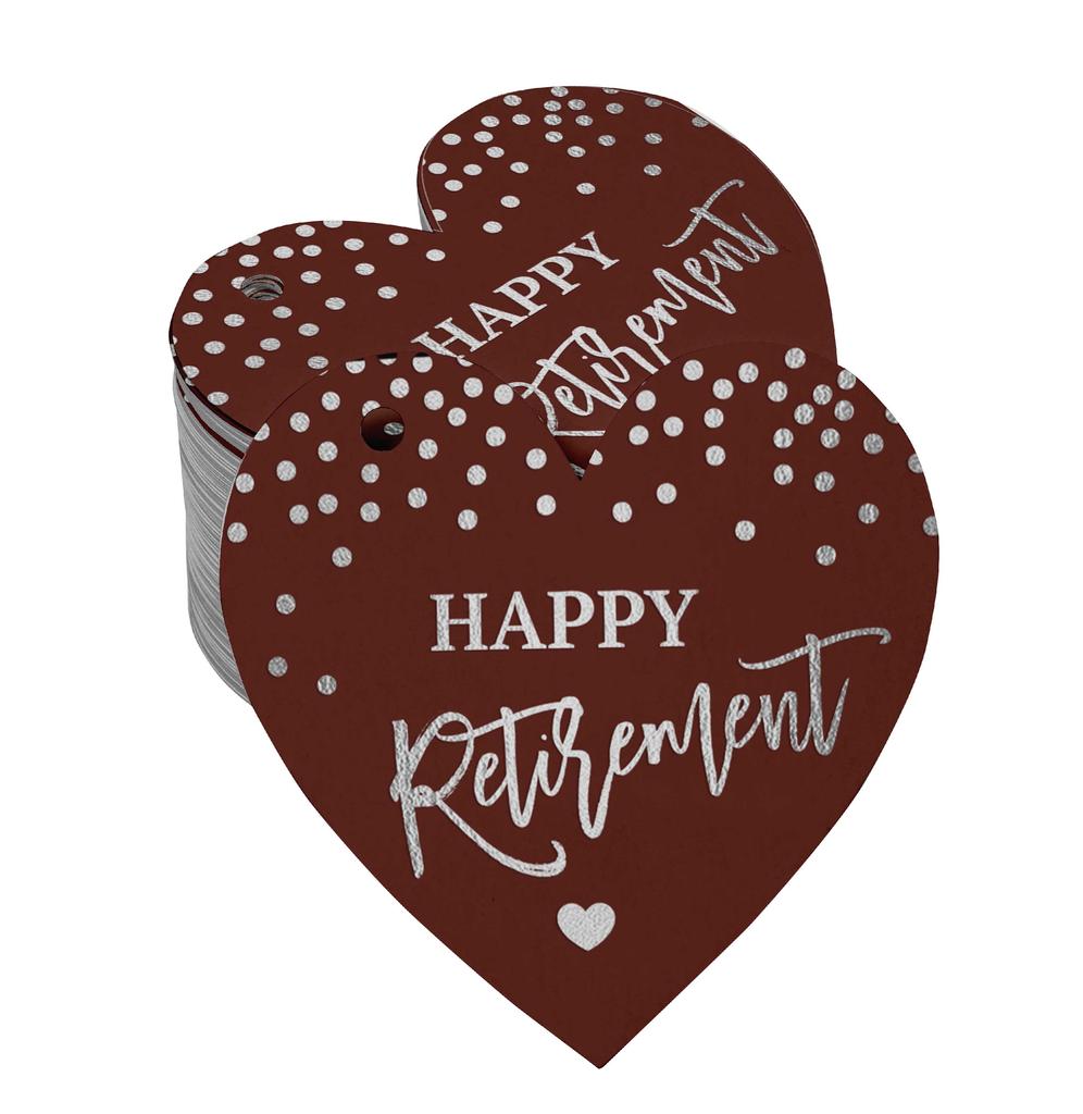 Inkdotpot Silver Foil Paper Hang Tag Happy Retirement Favor Tag 100 Pieces