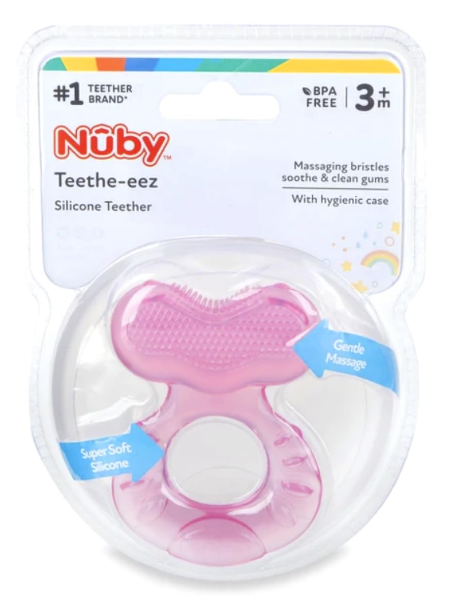 

Nuby TG Ease Gum Cleaning Teething Pad, BPA-Free Silicone, Pink, NU-80429 розовый
