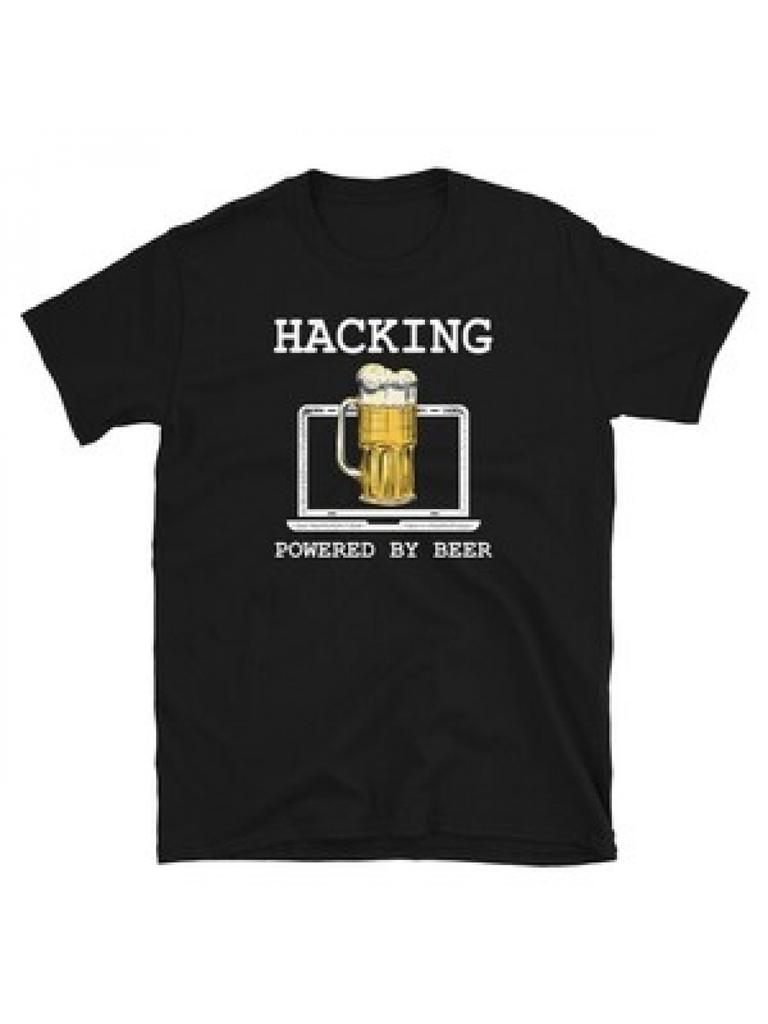 Unisex T-shirt Hacking Powered By Beer Short-Sleeve Unisex T-Shirt