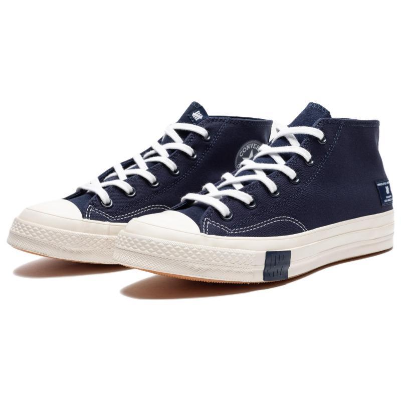 UNDEFEATED X Converse Chuck 70 Chuck 70 Mid Collaboration Comfortable and Versatile Mid-Top Canvas Shoes Unisex Blue and White
