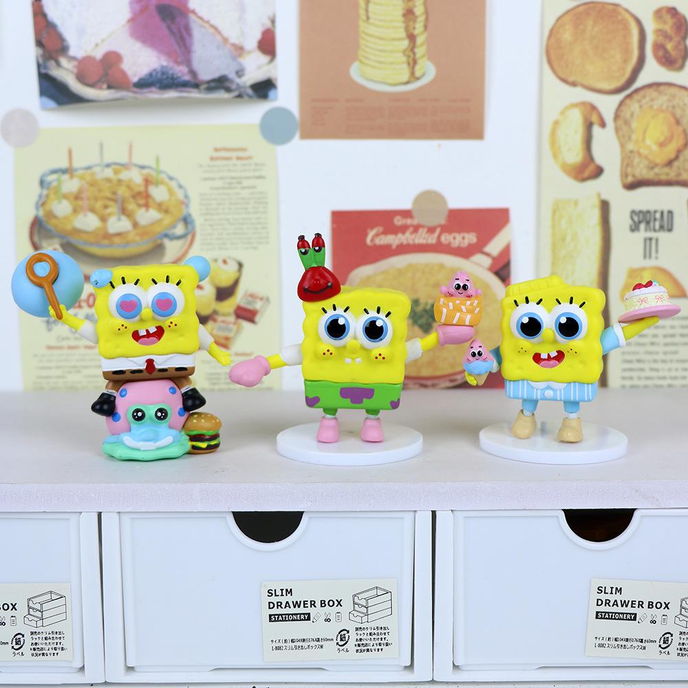 6Pcs/Set Spongebob Squarepants Anime Figures Toy Peripheral Collectible Model Doll Fans Gift