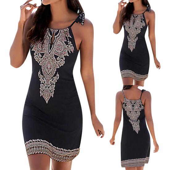 Dámské Sexy Mini Šaty na Tenká Ramínka Bez Rukávů S Odkrytou Zády Letní Plážové Šaty