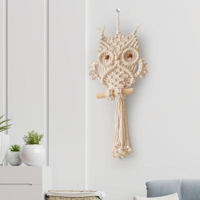 Bohemian Owl Macrame Wall Tapestry with Nordic Flair for Home Decor