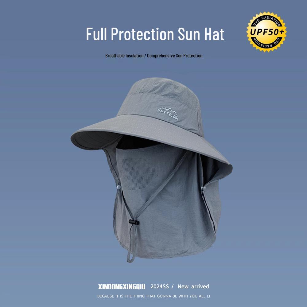 

Men s & Women s UV Protection Mountain Climbing Sun Hat with Full Face Mask Shade One Size темно-серого