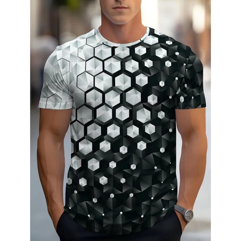 Tricou de vară pentru bărbați, cu gât rotund, imprimat 3D, modă, versatil, la modă, respirabil, casual