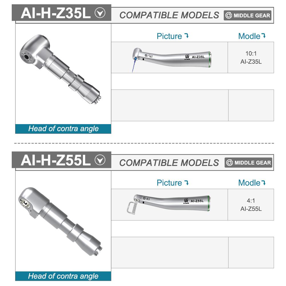 AI DENTAL Głowica kątnicy chirurgicznej z przekładnią środkową do niskich obrotów, części zamienne serii AI-X/Z-SG