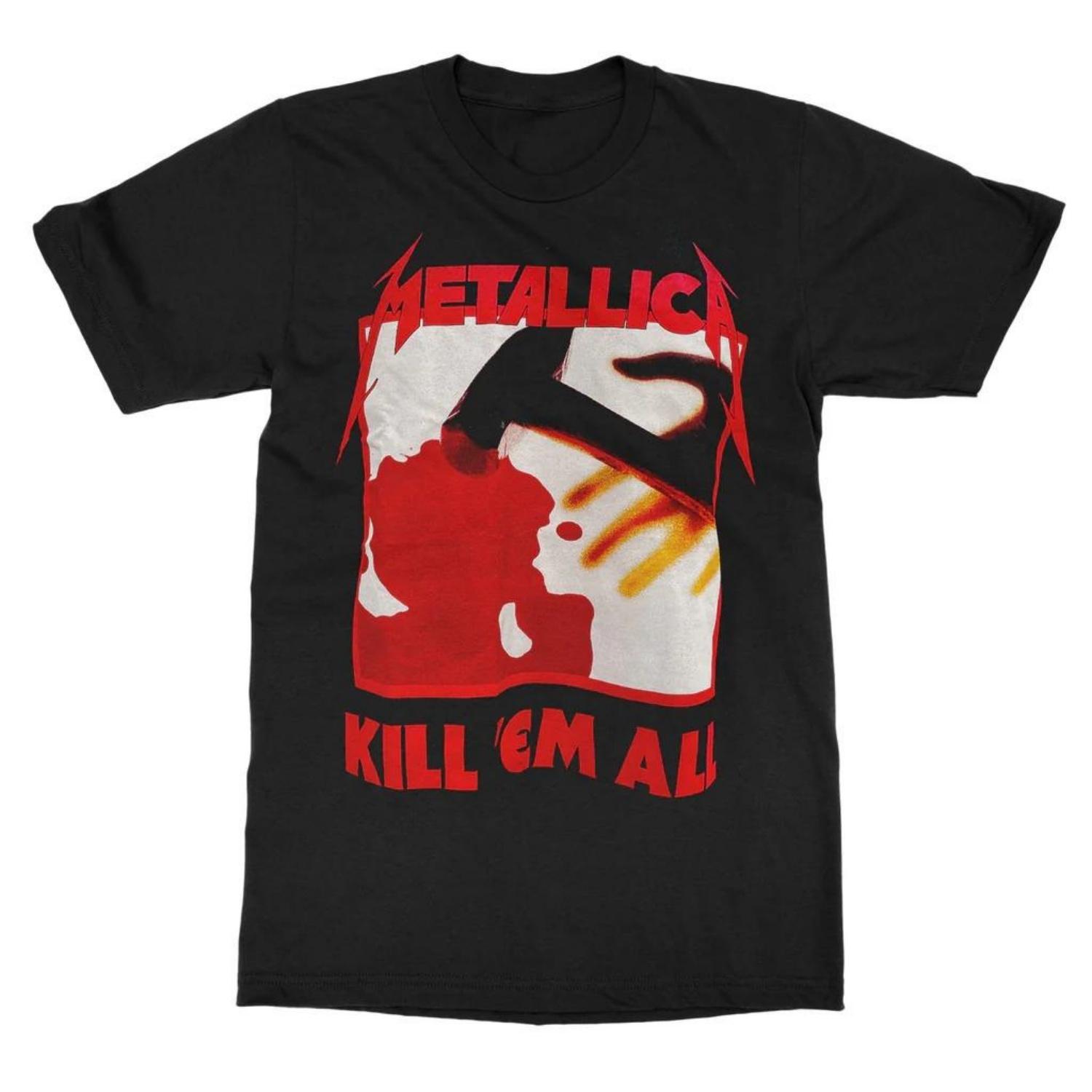 

Metallica Kill Em All Треки Мужская футболка с коротким рукавом Хлопковая футболка Винтажная Хип-хоп группа Оверсайз Топы Брендовая футболка Мужская одежда S чёрный