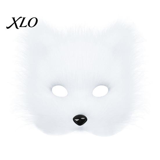 Soft Plush Fox Mask Cosplay Mask, Fluffy Tail, Costumes Props, Fuzzy Animal Set for Costume Party Anime Convention And Role Play Accessories