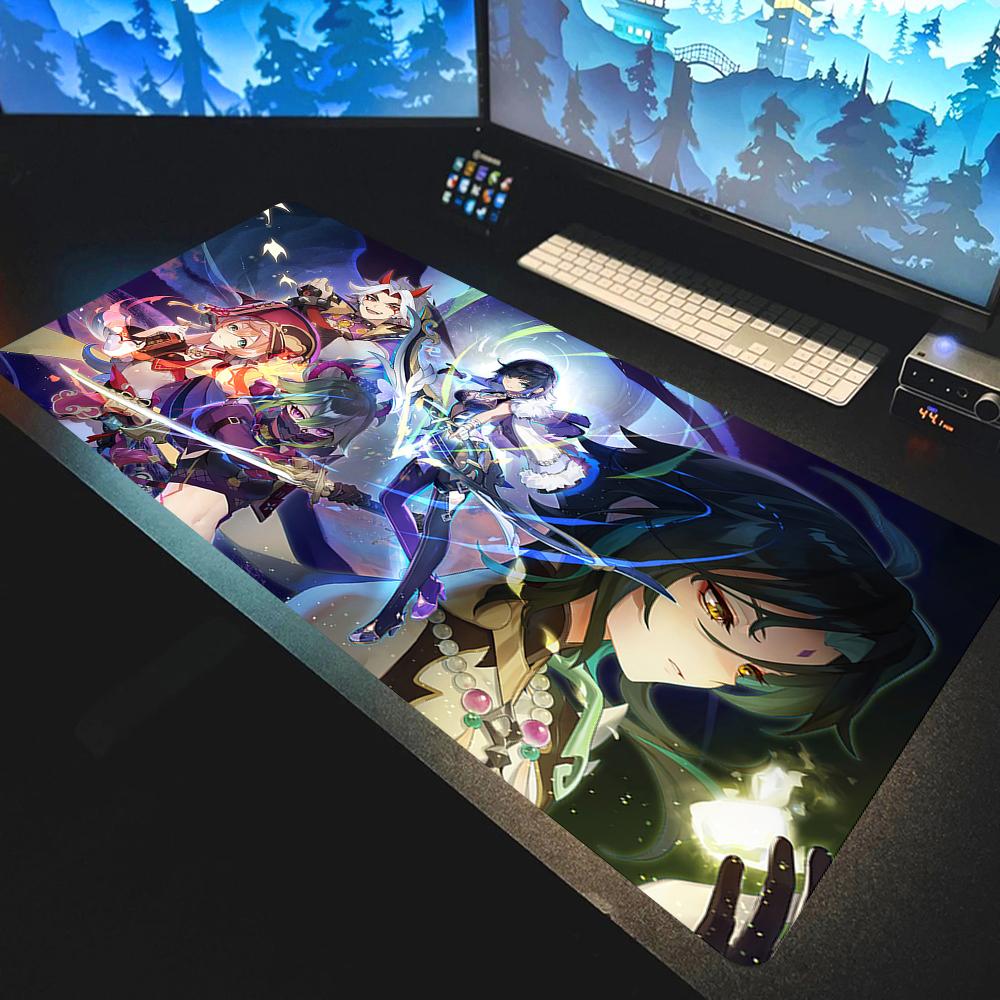 Genshin Impact Anime Kawaii Mouse Pad Large Gaming Mousepad Rubber Mat Deskmat Pc Accessories Desk Protector Gamer Keyboard Pads