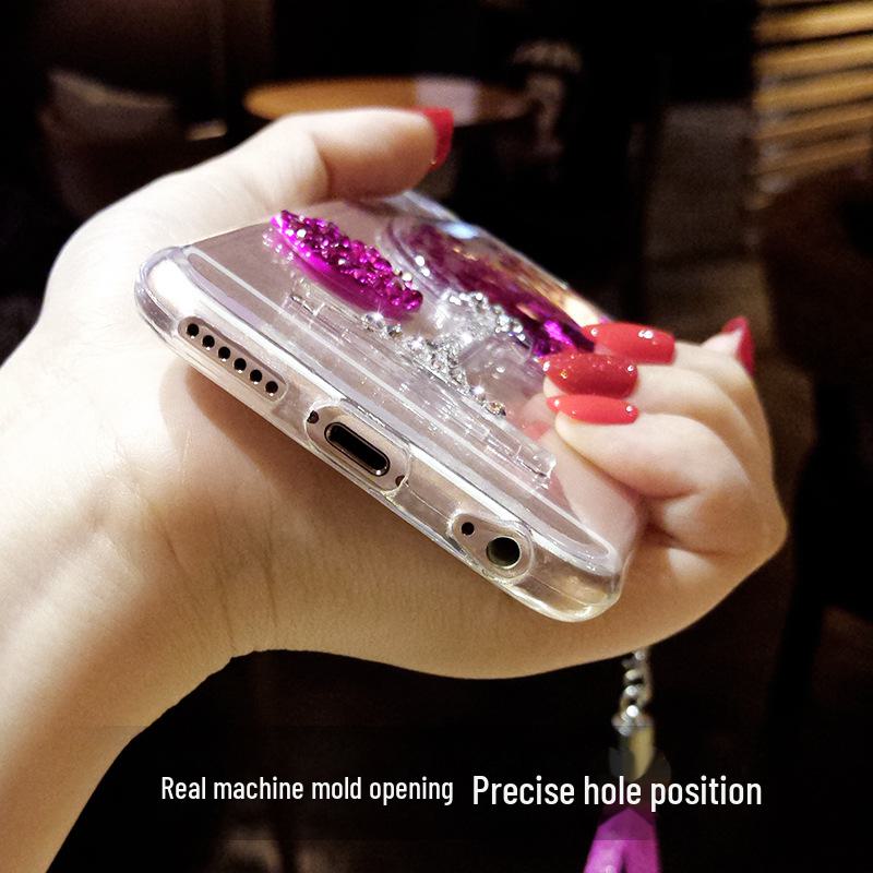 Husă din silicon Apple 15 cu stras lichid și design cu pahar de vin, perfectă pentru iPhone 12, 13 și 14.