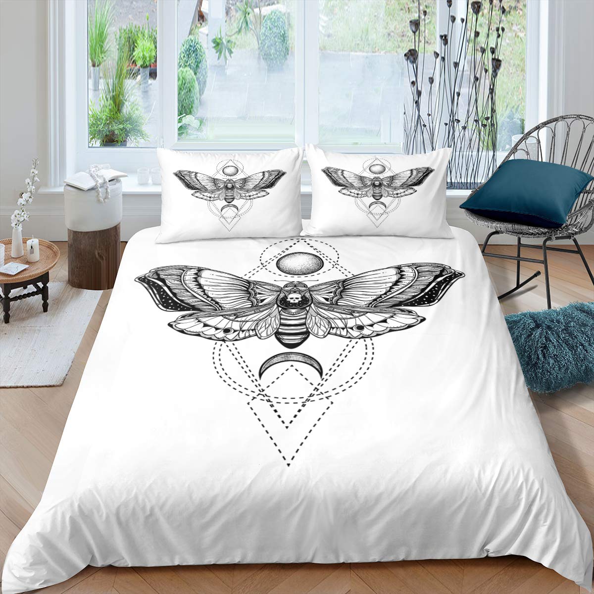 

Moth Comforter Cover Package Butterfly Bed Linen Package Queen Size Size Geometric Comforter Cover Halloween Quilt Cover Kids-oriented Boys Girls EU single(135x200cm)