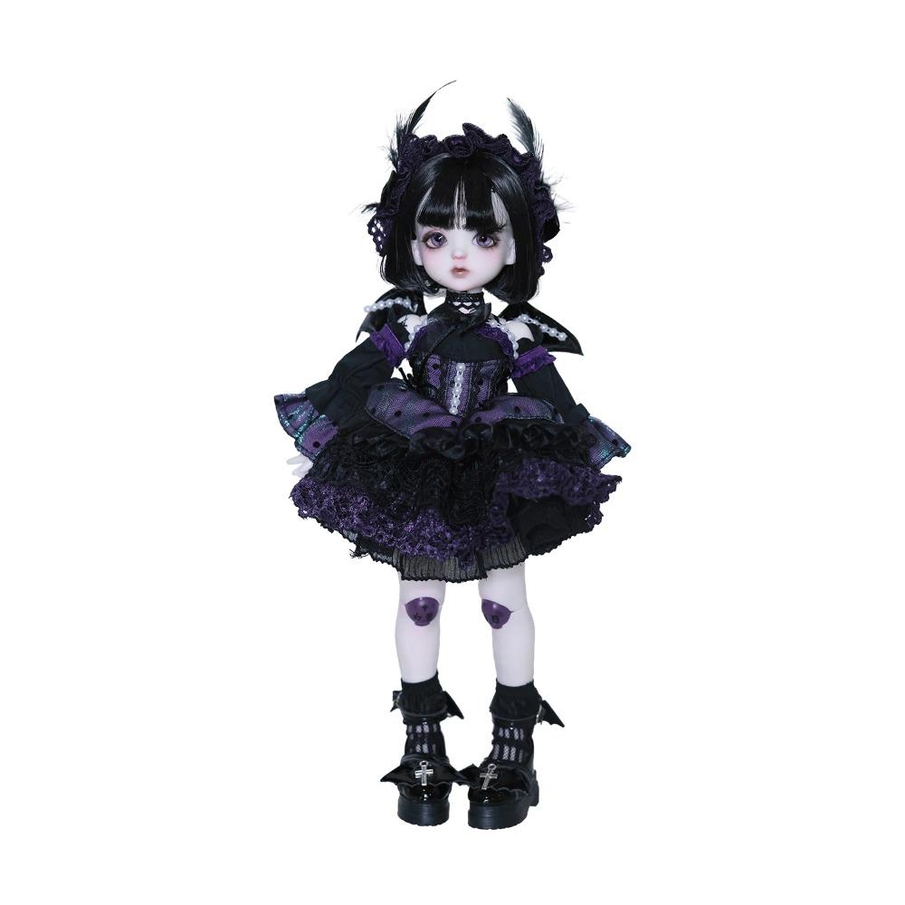 ShugaFairy 1/6 BJD Doll Edith Full Set Black & Purple Little Demon with Skull Joints and Dress High Quality Anime Resin Figure