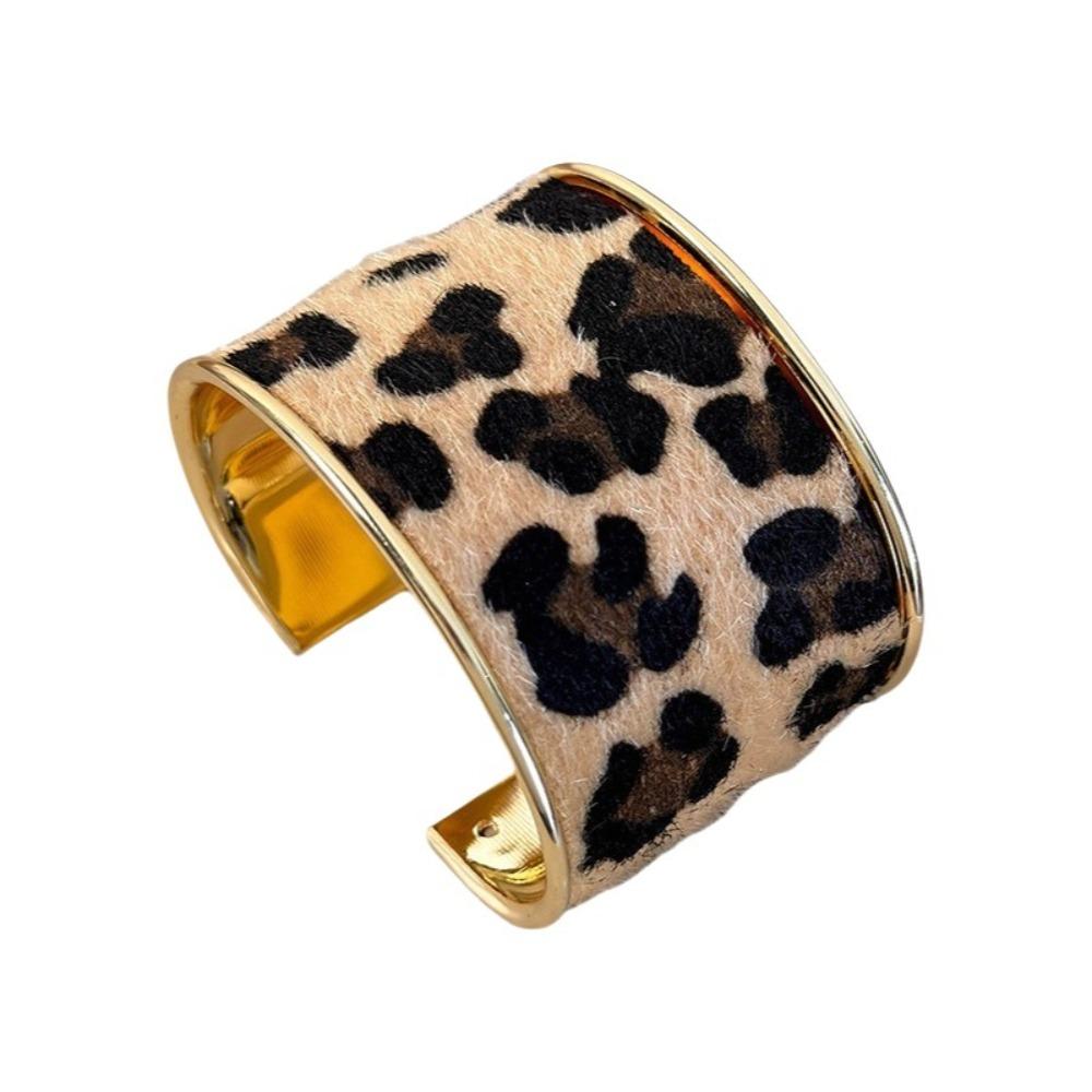 Metal Wide Bangle Leopard Print Bangles Alloy Jewelry Wide Cuff Bracelets  American Style