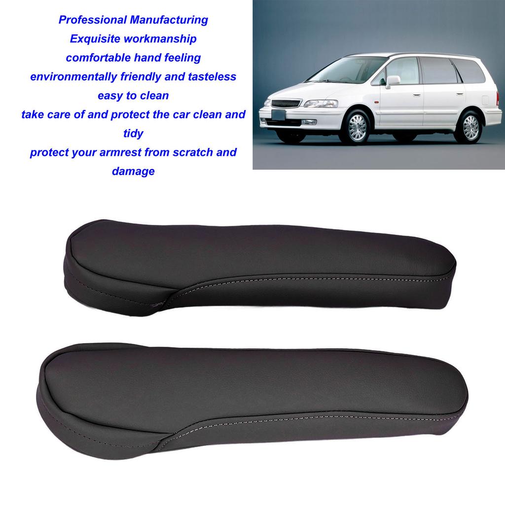 2pcs Seat Armrest Cover Leather Car Interior Accessories Replacement for Odyssey 2004‑2014Black