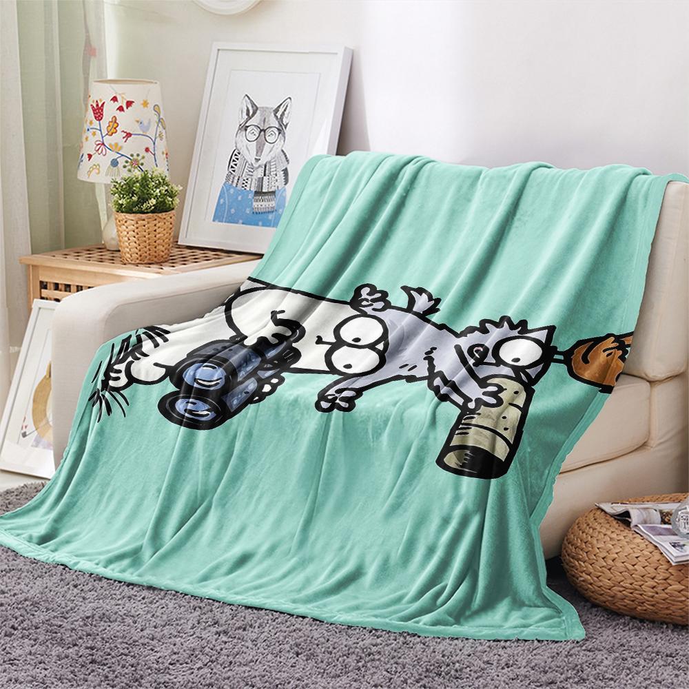 1 Pezzo Coperta in Flanella con Stampa Simon's Cat, Alta qualità Confortevole per Tutte le Stagioni, Decorazione per la Casa, Calore e Comfort, Perfetta per Regali di Natale