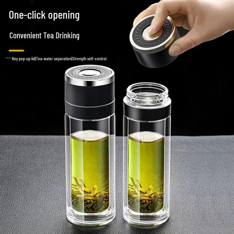 MINGHUI Business Style Double Wall Glass Water Bottle