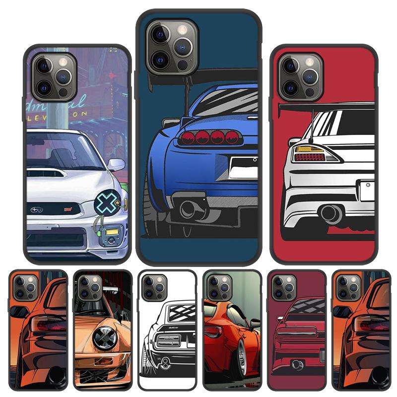 Japan JDM Sports Car Soft Case For iPhone 12 Pro Max Case Coque iPhone11 11 Pro 13 Mini XR XS Max X 7 8 Plus SE 2020 6s 5s Cover