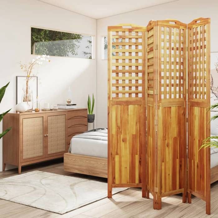 Cloison de séparation - Maison Exclusive - 4 panneaux - Bois d'acacia massif - 162x2x180 cm