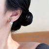 Retro Silver Bead & Pearl Flower Ear Studs - Elegant, Simple Design with Mosquito Coil Clip