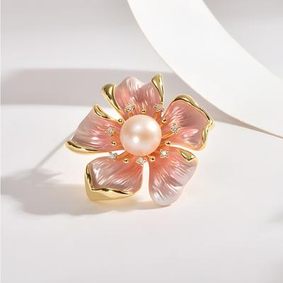 Enamel Fragrant Orchid Brooch, High-end Women's Exquisite Pearl Flower Brooch, Design Sense, Niche Brooch