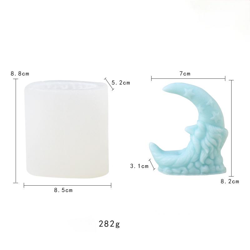 New Design White Eco-Friendly Moon Silicone Candle Mold DIY Aromatherapy Wax Melts Gift-Soap Molds Decorative Candle Holder Cake