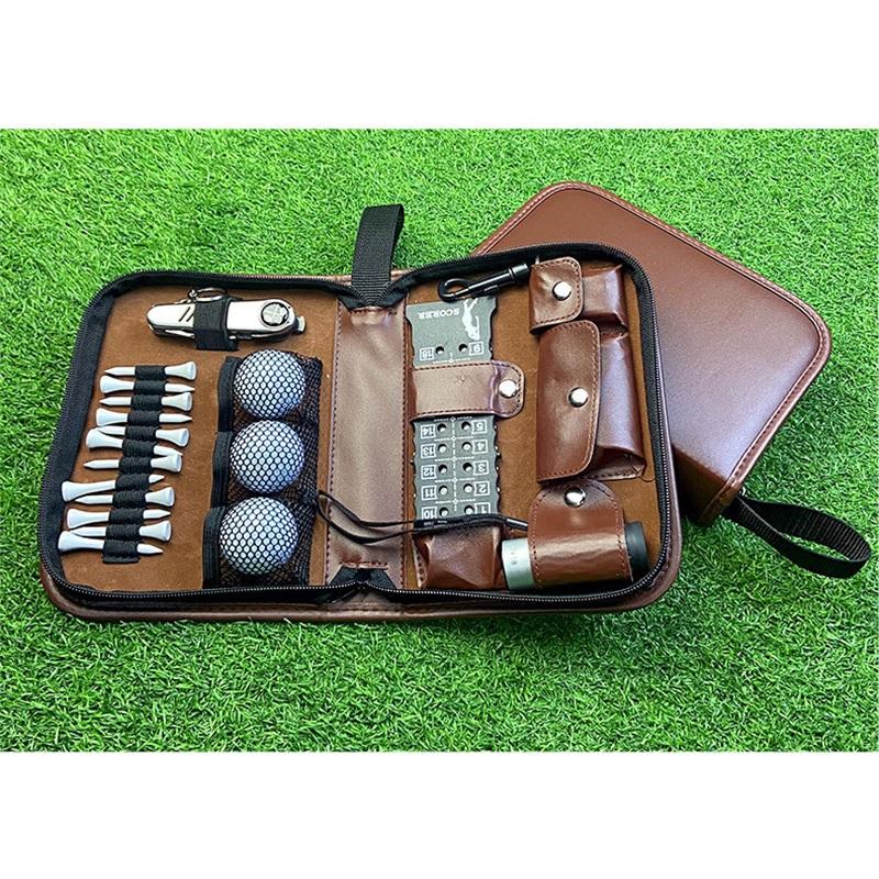 Golf Tool Bag Multifunctional Golf Accessory Bag Portable Large Capacity Storage Leather Bag For Golf Equipment And Accessories