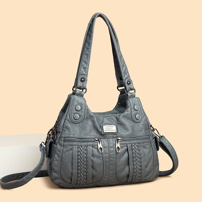 New Washed Leather Women's Bag Tote Bag High-end Single Shoulder Crossbody Large-capacity Mother Bag