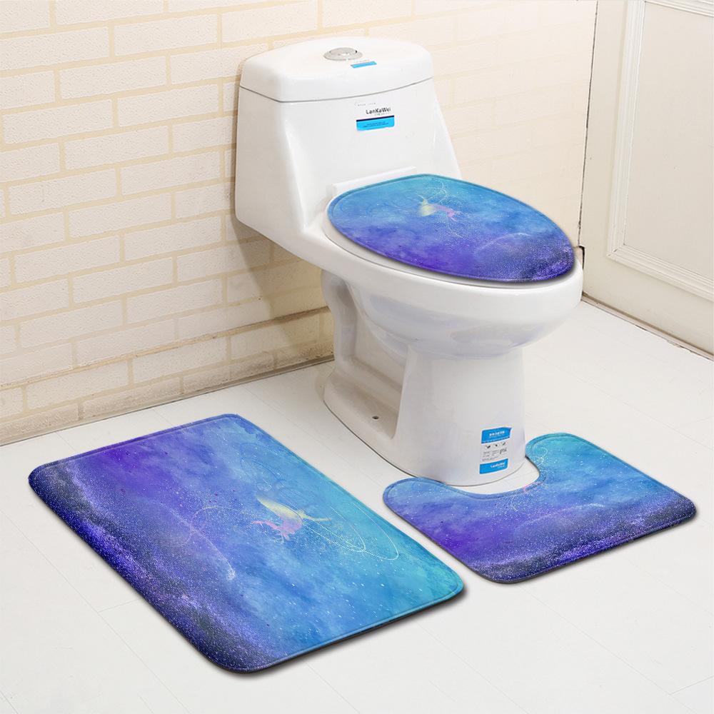 Christmas Bathroom Floor Mat Toilet Three-Piece Set