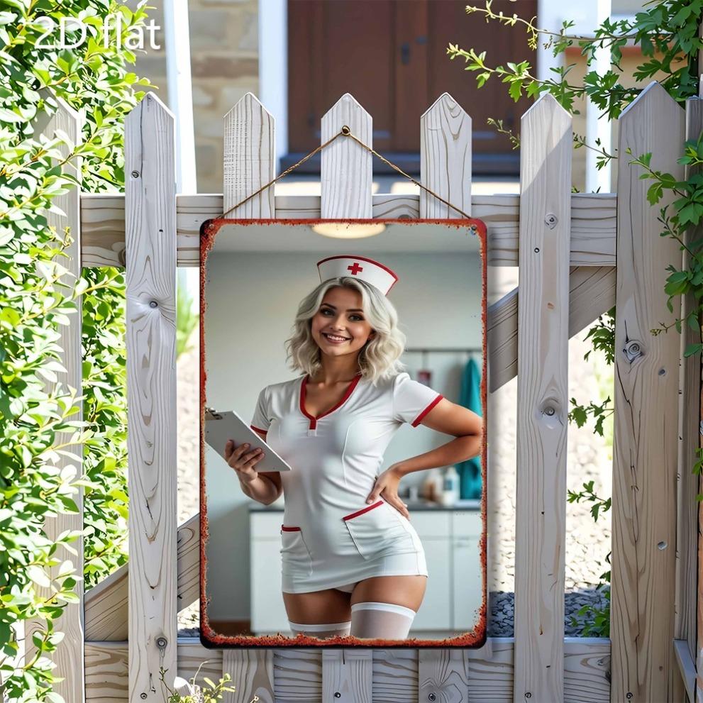 Nurse Theme Retro Metal Sign - Medical Career Wall Art Decor Durable Metal Plaque for Bedroom Bar Garage Garden Outdoor