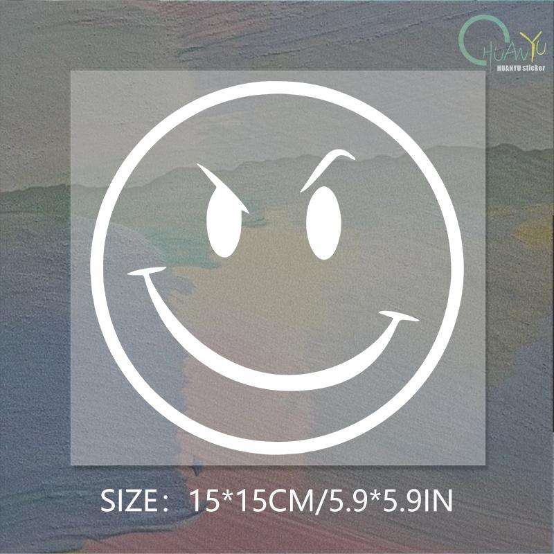 Die-Cut Vinyl Decal For Evil Smiley Face Car Sticker Waterproof Auto Decors on Car Body Bumper Rear Window Laptop