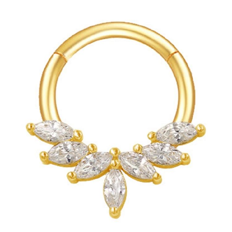 Kristall-Nasen-Clicker Handgefertigt Silberfarben Septum-Ring Edelstahl Piercing-Accessoire für Ohr und Knorpel