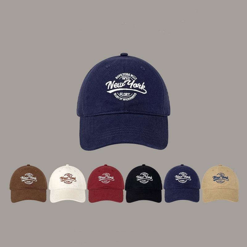 Baseball cap embroidered letters show the face small cap spring and summer sun protection sunshade retro curved brim hat tide