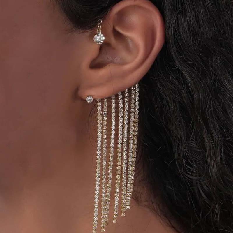 Tassel Ear Cuff Clip Earrings Geometric C Shape Ear Clip Without Ear Hole Earrings No Pierce Party Wedding Jewelry
