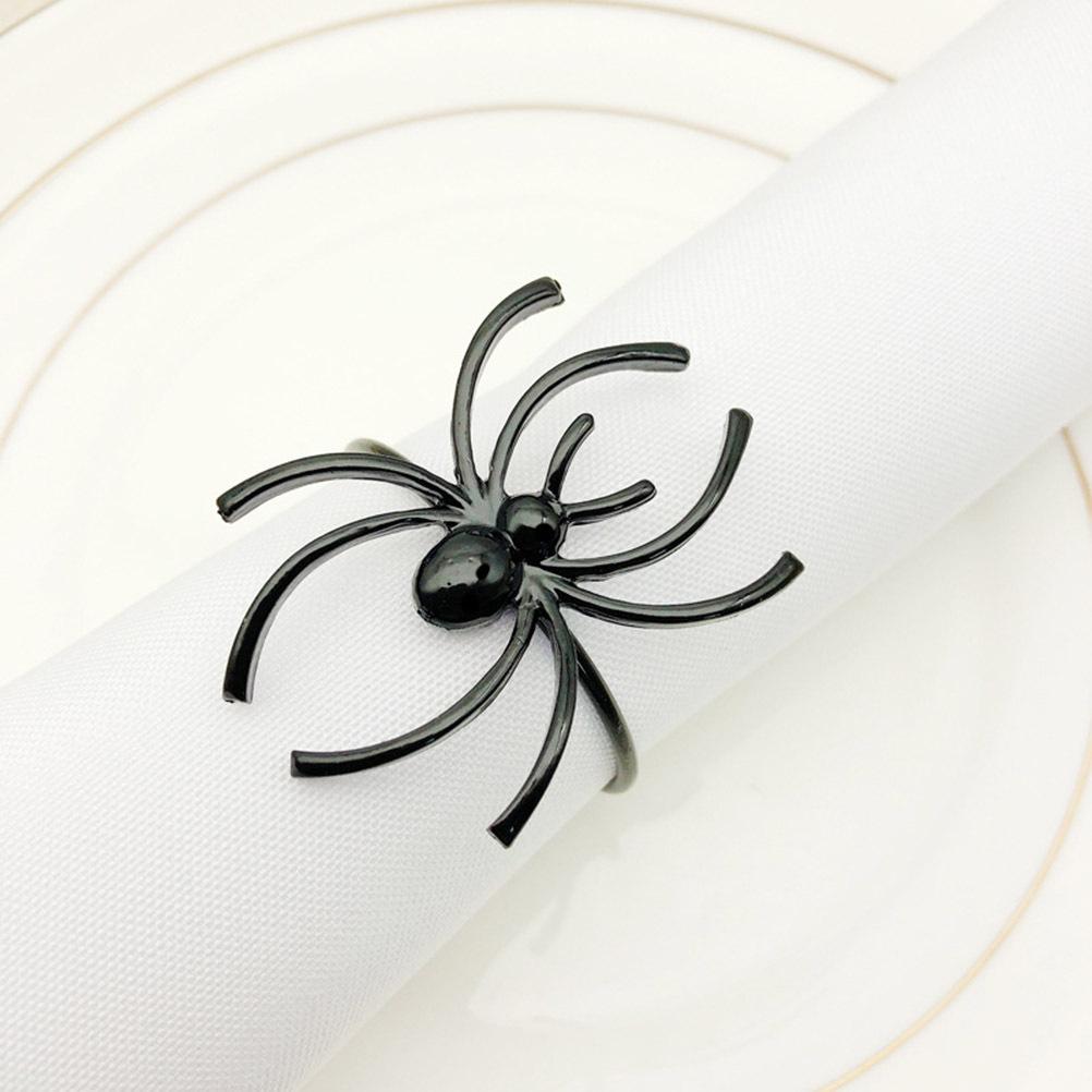 6Pcs Halloween Spider Napkin Rings Fine Texture Alloy Design for Family Reunion Craft Projects Dining Decor Napkin Ring