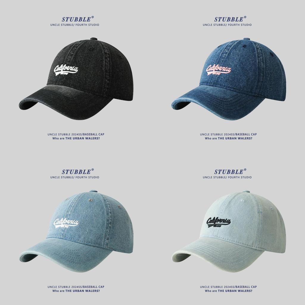 Baseball Cap With Wide Brim For Sun Protection Summer Casual Men Women Denim Cotton