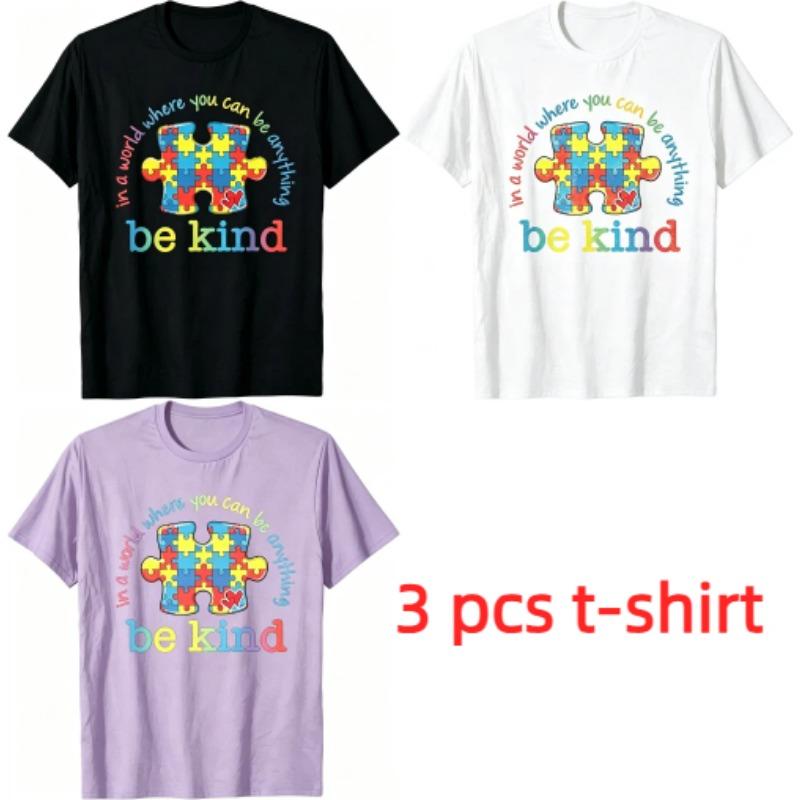 Fashion Be Kind Letters Print Kids T-Shirts Summer Fashion Street Outdoor Casual T-shirt Tops for Boy and Girl's Tees Top