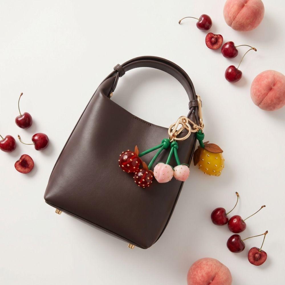 Zinc Zinc Alloy Fruit Keychain Inlaid Metal Nails Bag Charm Bag Accessories Cherry Pendant Girls