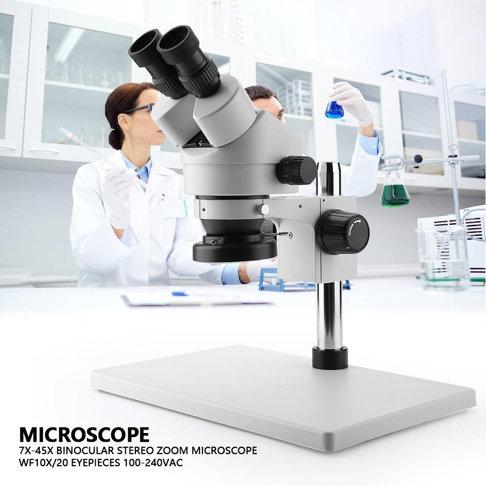 7X 45X Binocular Stereo Microscope WF10X 20 Eyepieces 0.7X 4.5X Zoom Objective
