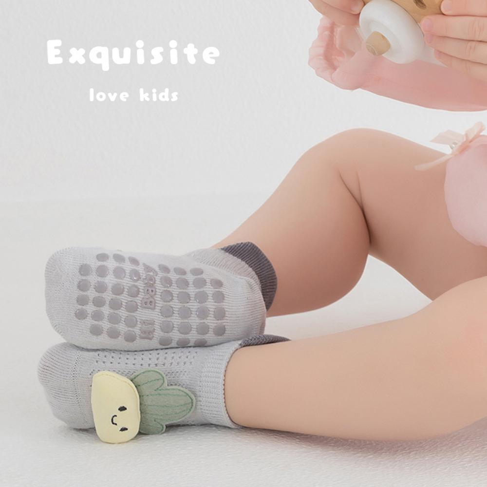 1 Paar Baby rutschfeste Bodensocken, Ultra dünke Netz-Cartoon Knöchelsocken, Nahtlose Flachzehen Anti-Rutsch Silikon-Griffe Kleinkindsocken für 0-3 Jahre