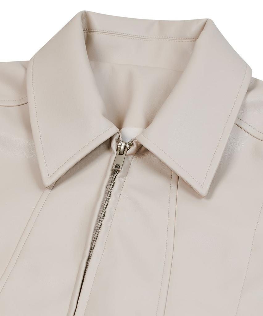 Erreurstandard 87-Stan149 Veste en Cuir à Patte Pesante Ivoire