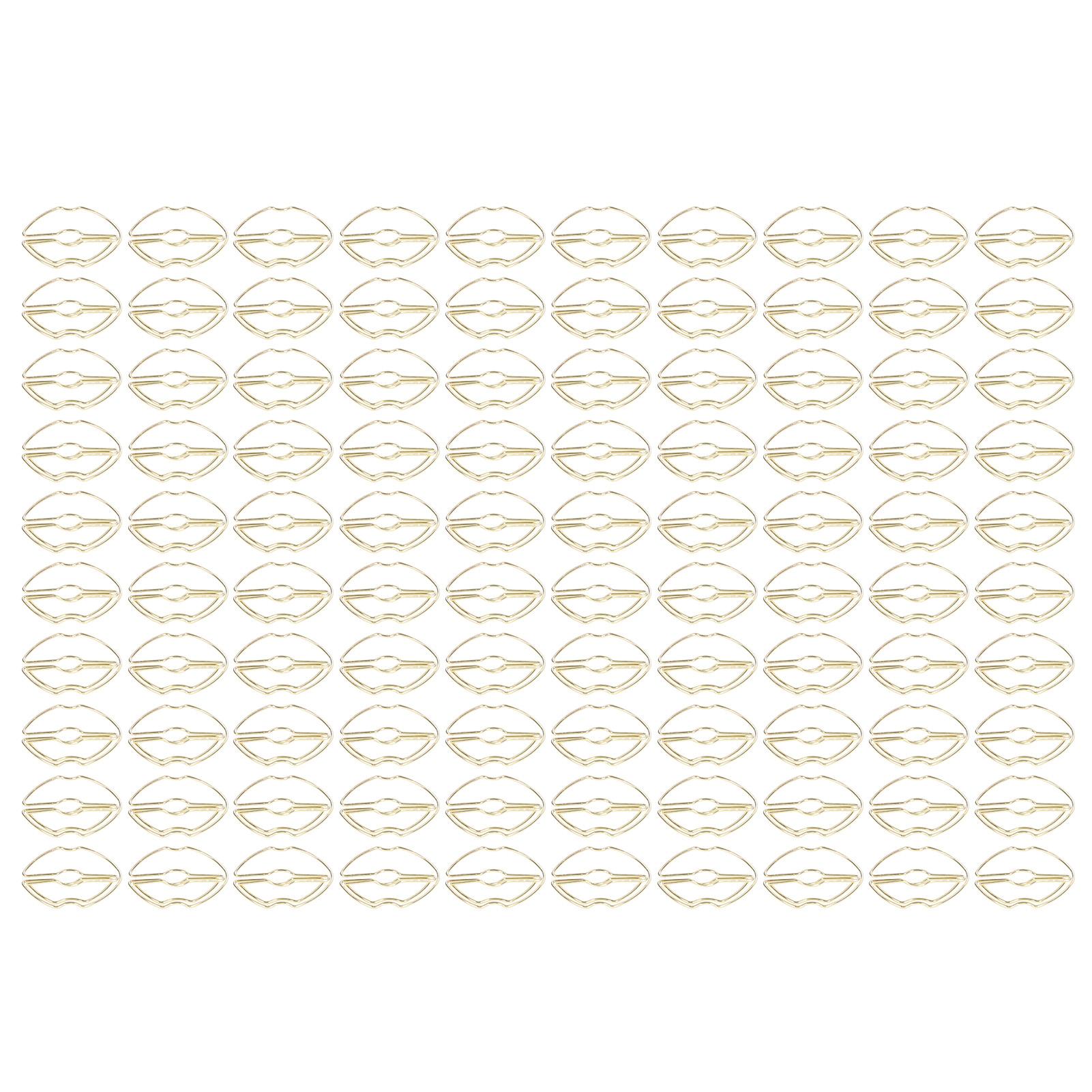 

100 шт. Скрепки для бумаги в форме губ. Процесс гальванического покрытия. Золотые металлические скрепки для бумаги. Портативные скрепки для бумаги